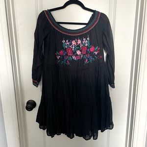 Free People - Women’s Sunbeams Embroidered Minidress - Black